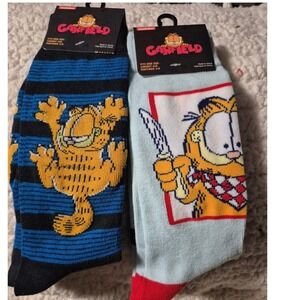 Garfield Nickelodeon‎ Socks Mens Shoe Size 6 12 Orange Cat Anime Cartoon